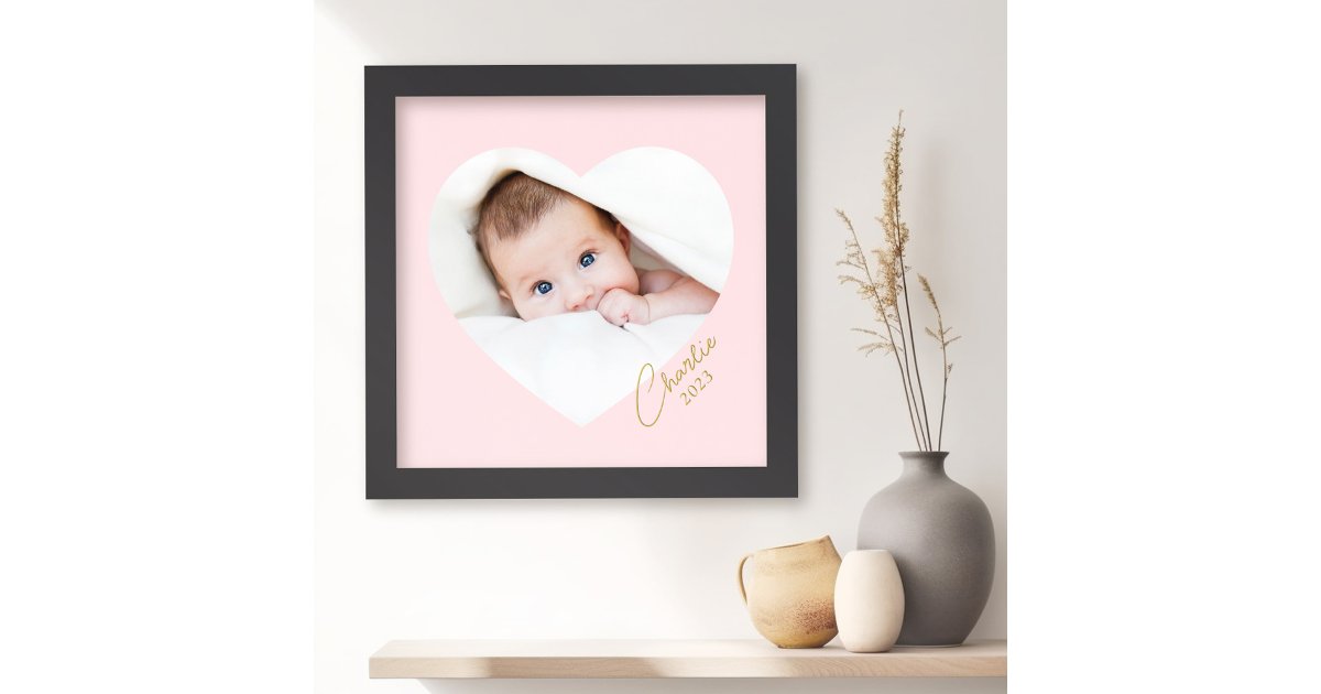 PERSONALIZED Name inside Heart - Vintage Pink and Gold/Silver/Rose Gold glitter
