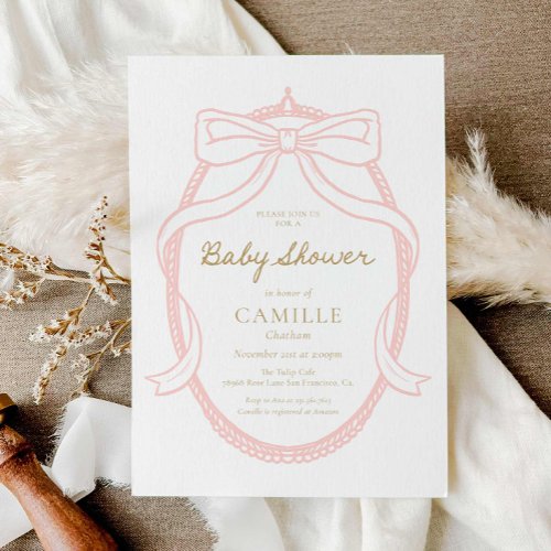 Elegant Minimal Pink Baby Shower Invitation