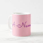 [ Thumbnail: Elegant, Minimal, Pink Background + Purple Name Coffee Mug ]