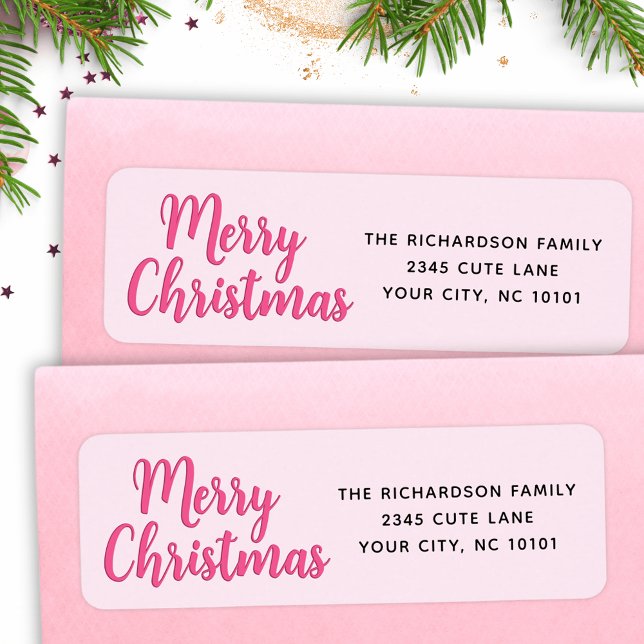 Elegant Minimal Pink Merry Christmas Label (Creator Uploaded)