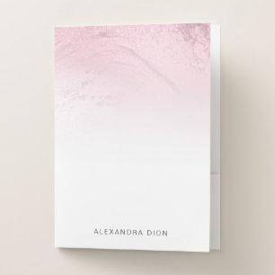 Elegant minimal pink rose gold glitter marble pocket folder