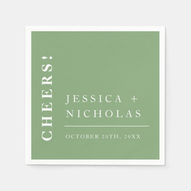 Elegant Minimal Pistachio Modern Wedding Napkins (Front)