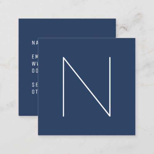 Elegant Minimal Plain Navy Peony Fashion Square Business Card