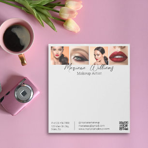 elegant minimal qr code 4 photos collage business notepad