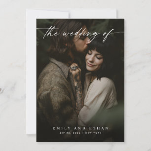 Elegant Minimal QR Code Modern Moody Photo Wedding Invitation