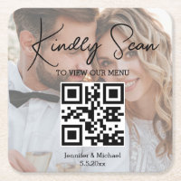 elegant minimal qr code wedding menu photo