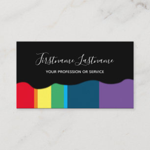 Elegant minimal rainbow color stripes black business card