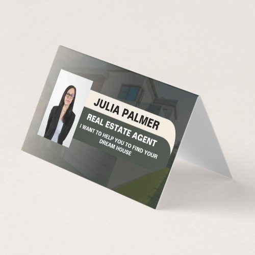 Elegant Minimal Real Estate Agent Photo   Business Card