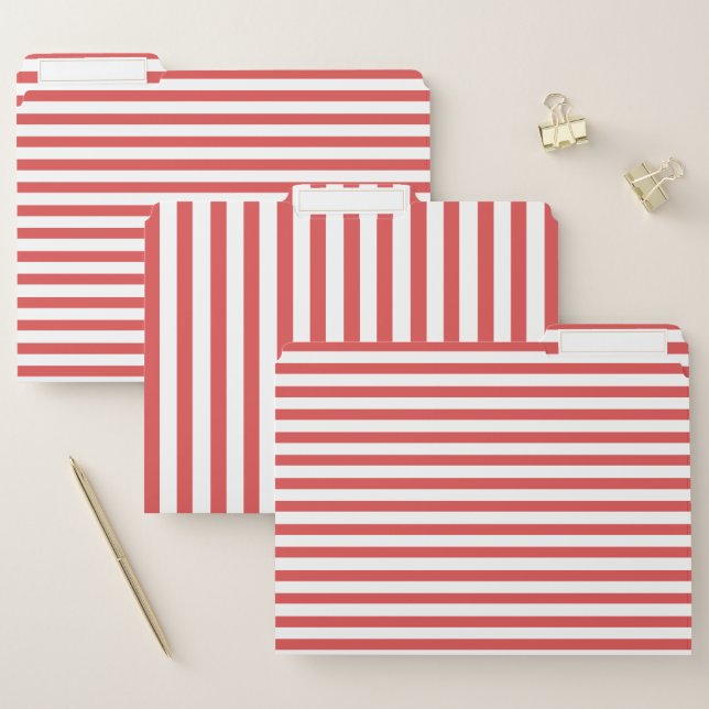 Elegant, Minimal Red Striped File Folder (Set)