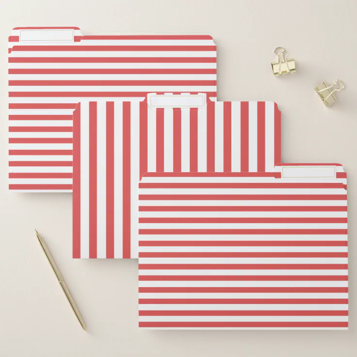 Elegant, Minimal Red Striped File Folder | Zazzle