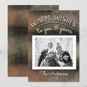 Elegant Minimal Rose Gold Black Christmas Photo Invitation