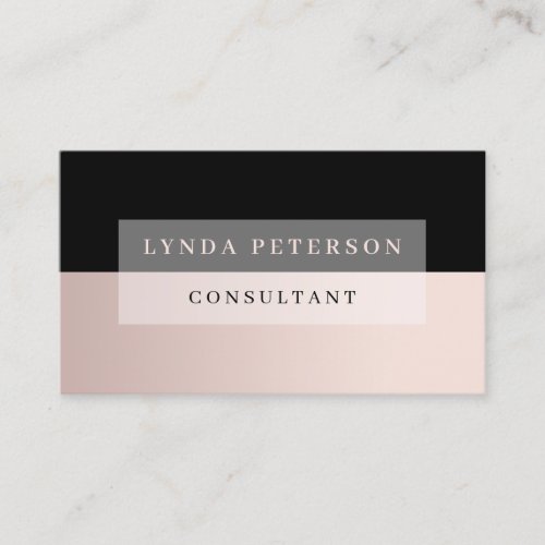 Elegant minimal rose gold   black consultant business card