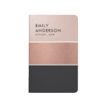 ELEGANT MINIMAL ROSE GOLD BLUSH PINK COPPER STRIPS JOURNAL