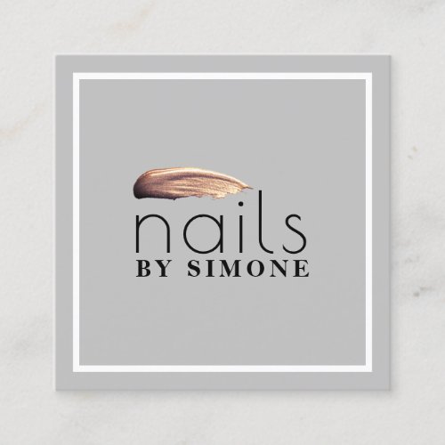 Elegant minimal rose gold nail polish stroke square business card