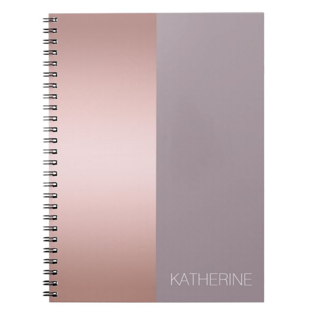 Elegant & minimal rose gold & purple color block notebook (Front)