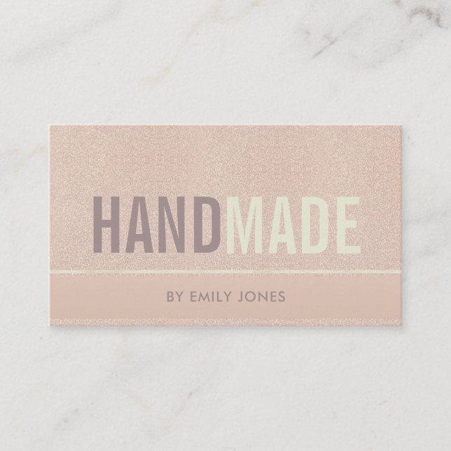 ELEGANT MINIMAL ROSE GOLD SHIMMER HANDMADE BUSINESS CARD (Front)