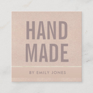 ELEGANT MINIMAL ROSE GOLD SHIMMER HANDMADE SQUARE BUSINESS CARD