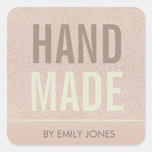 ELEGANT MINIMAL ROSE GOLD SHIMMER HANDMADE SQUARE STICKER