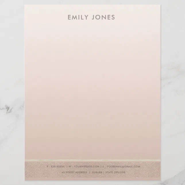 Rust Roses Letter Head ELEGANT MINIMAL ROSE GOLD SHIMMER PERSONALIZED LETTERHEAD | Zazzle
