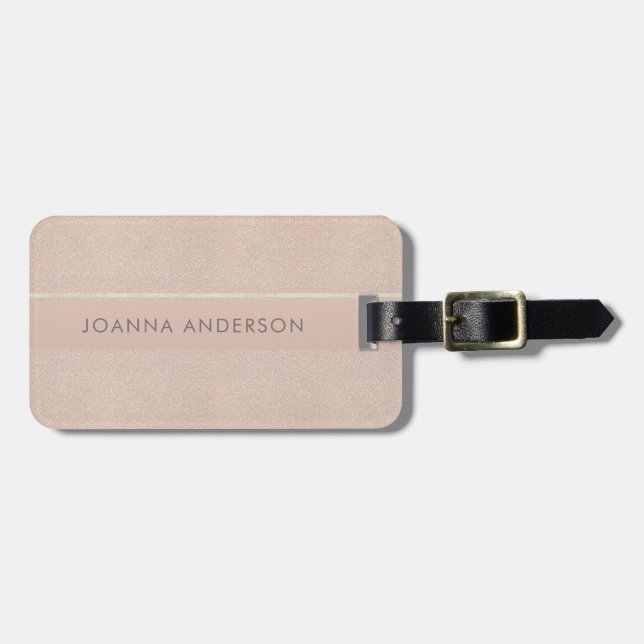 ELEGANT MINIMAL ROSE GOLD SHIMMER PERSONALIZED LUGGAGE TAG (Front Horizontal)
