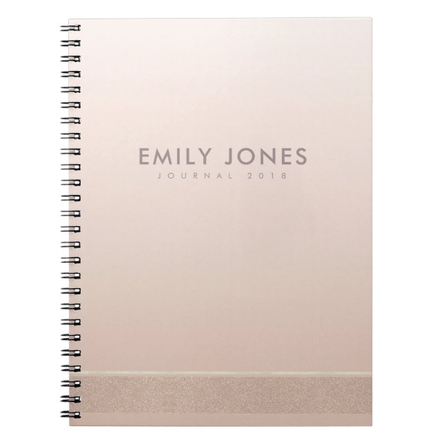 ELEGANT MINIMAL ROSE GOLD SHIMMER PERSONALIZED NOTEBOOK (Front)
