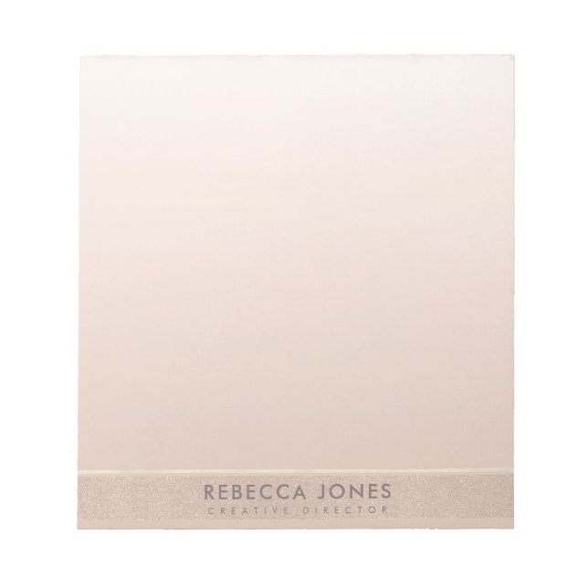 ELEGANT MINIMAL ROSE GOLD SHIMMER PERSONALIZED NOTEPAD (Front)