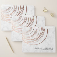 Elegant minimal rose gold & white marble geometric