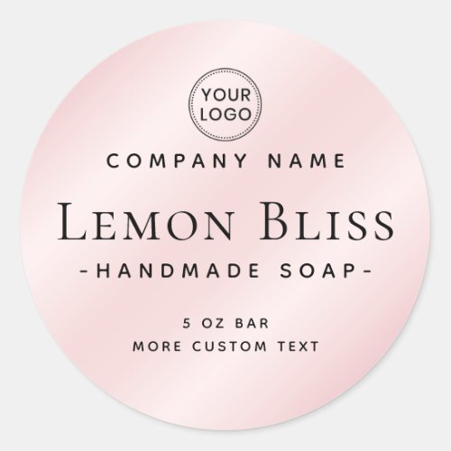 Elegant minimal round light pink product label
