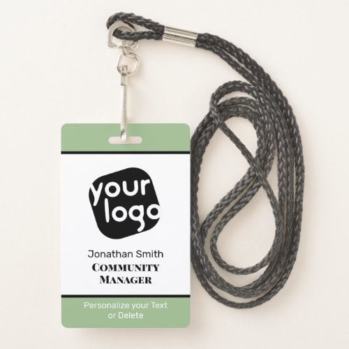   Elegant Minimal Sage Green Custom Staff ID Badge