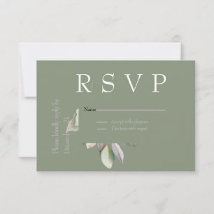 Elegant minimal sage green RSVP card