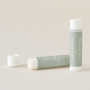 Elegant Minimal Sage Green Thank You Wedding Favor Lip Balm