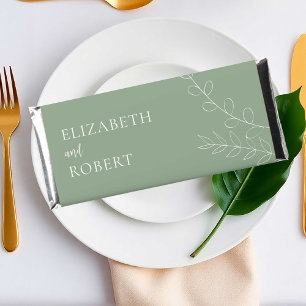 Elegant Minimal Sage Green Wedding Favor Hershey Bar Favors