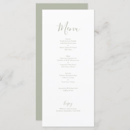 Elegant Minimal Sage Green Wedding Menu Card