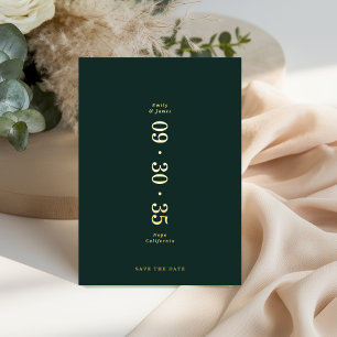 Elegant Minimal Save the Date Emerald Green Foil Invitation