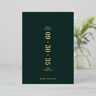 Elegant Minimal Save the Date Emerald Green  Foil Invitation