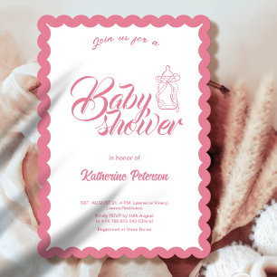 Elegant Minimal Scalloped Baby Shower Invitation