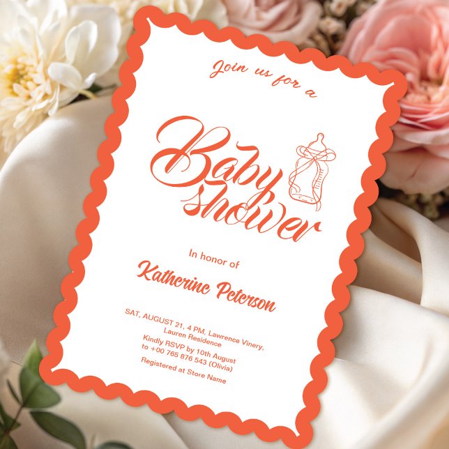 Elegant Minimal Scalloped Baby Shower Invitation (Creator Uploaded)