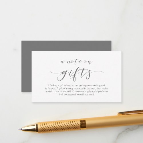 Elegant Minimal script A note on gifts Enclosure Card