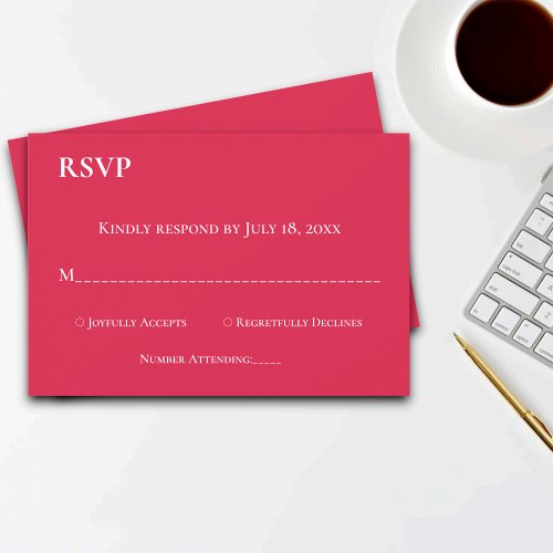 Elegant Minimal Script Magenta Modern Chic Wedding RSVP Card