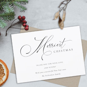 Elegant Minimal Script Merriest Christmas Greeting Holiday Card