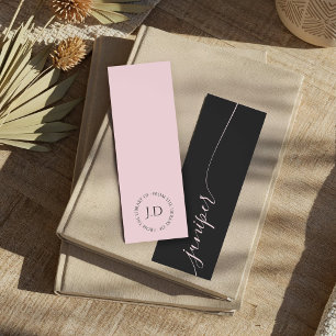 Elegant Minimal Script Personalized Name Monogram Bookmarks