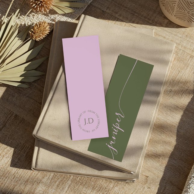 Elegant Minimal Script Personalized Name Monogram Bookmarks (Elegant Minimal Script Personalized Name Monogram Bookmarks)