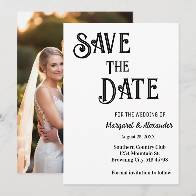 Elegant Minimal Script Save The Date Wedding Invitation (Front/Back)