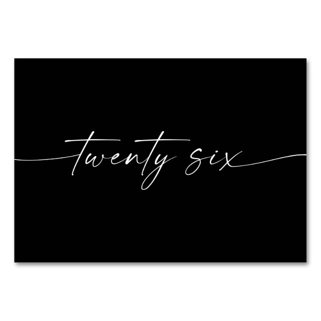 Elegant Minimal Script Table Cards Number 26 (Front)