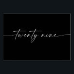 Elegant Minimal Script Table Cards Number 29<br><div class="desc">This table number design features an elegant minimal script font. Click the "Click to customize further" button to edit the script wording's color and the background color. See the entire collection for more matching items!</div>