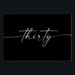 Elegant Minimal Script Table Cards Number 30<br><div class="desc">This table number design features an elegant minimal script font. Click the "Click to customize further" button to edit the script wording's color and the background color. See the entire collection for more matching items!</div>