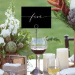 Elegant Minimal Script Table Cards Numbers Five<br><div class="desc">This table number design features an elegant minimal script font. Click the "Click to customize further" button to edit the script wording's color and the background color. See the entire collection for more matching items!</div>