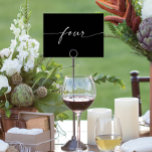 Elegant Minimal Script Table Cards Numbers Four<br><div class="desc">This table number design features an elegant minimal script font. Click the "Click to customize further" button to edit the script wording's color and the background color. See the entire collection for more matching items!</div>