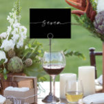 Elegant Minimal Script Table Cards Numbers Seven<br><div class="desc">This table number design features an elegant minimal script font. Click the "Click to customize further" button to edit the script wording's color and the background color. See the entire collection for more matching items!</div>