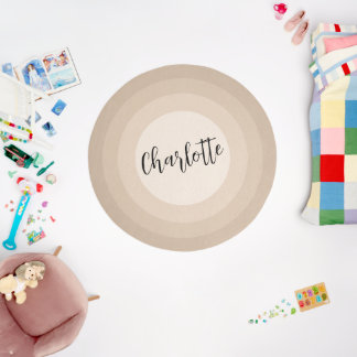 Elegant Minimal Script Taupe Monochrome Room Rug